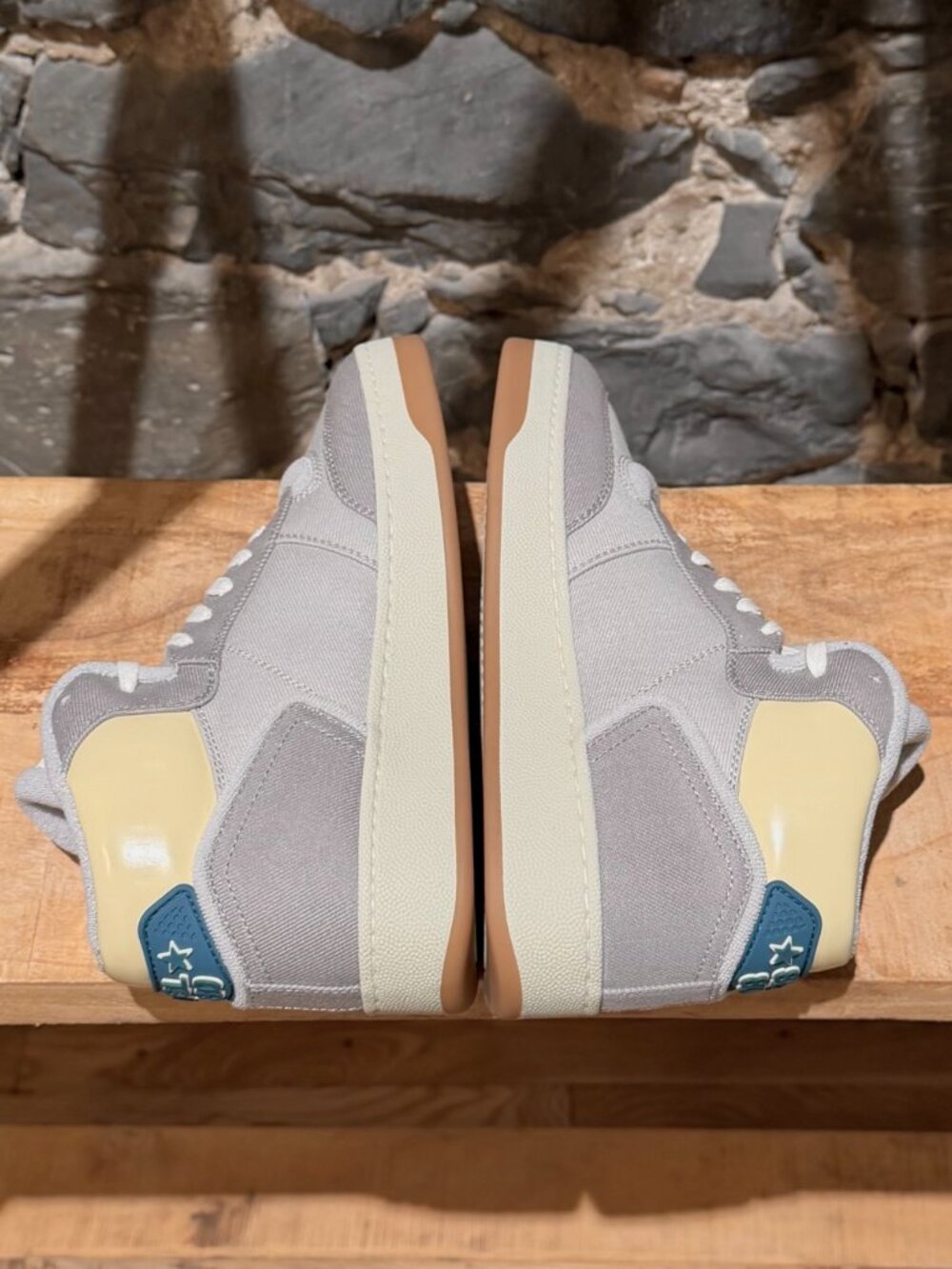 Saint Laurent SL/80 Grey Yellow Canvas High-top Sneakers - Picture 8 of 13